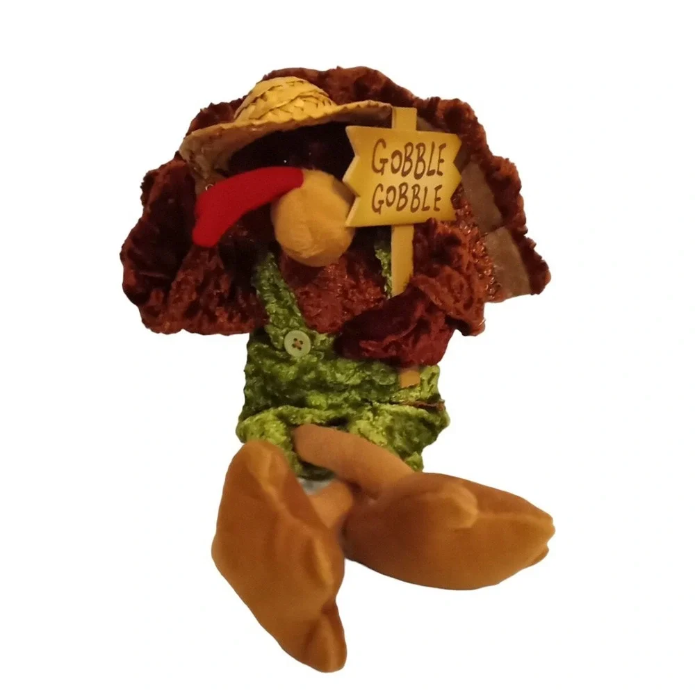 Dandee Turkey Plush Gobble Gobble Sign Straw Hat Sitting Collector's Choice 14